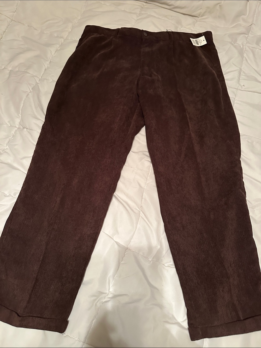 Men's Dark Brown Corduroy Pants — Relaxed Straight Leg Waist 44 inseam 30